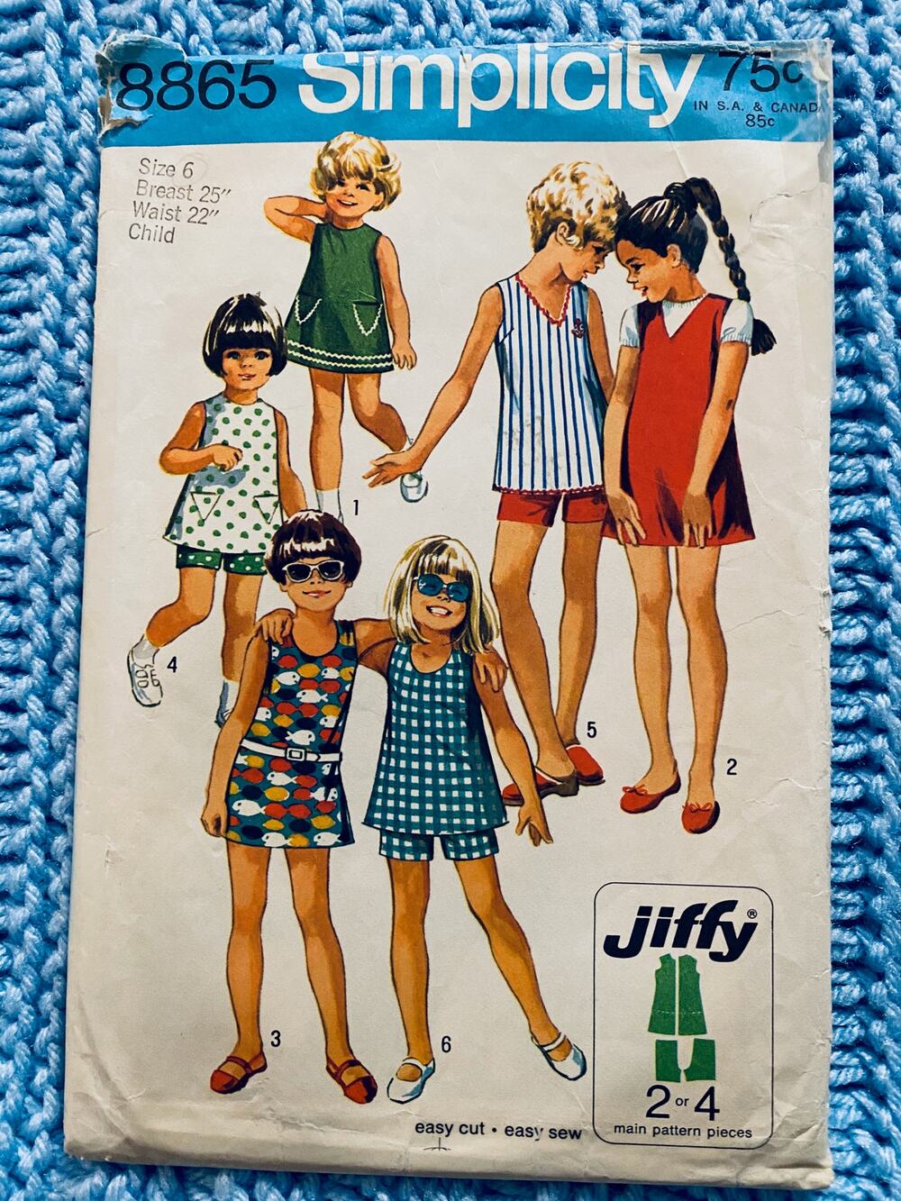 Simplicity Sewing pattern 8865 kids top pants shorts dress